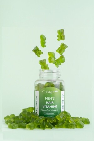 Haarvitamine für Männer – 60 Gummibärchen – Biotin – Vitamin C und Zink – verleihen Ihrem Haar einen Energieschub - Collagen Forte Platinum