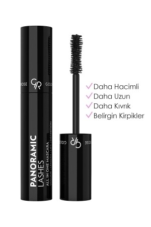 Hacim Veren Siyah Maskara - Panoramic Lashes All in One Mascara 8691190965402 - Golden Rose