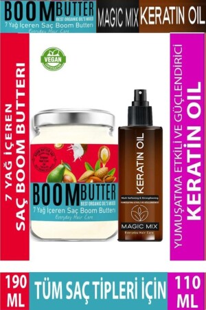 Hair Care Oil 190 Ml + magic Mıx Keratin Oil for Excessively Damaged Hair 110 Ml - Boom Butter