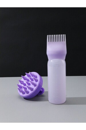 HAIR CARE OIL APPLICATOR 6 OZ. PLASTIC BOTTLE PURPLE + PURPLE MASSAGE COMB HAIR CARE PACK OF 2 - Ravenna