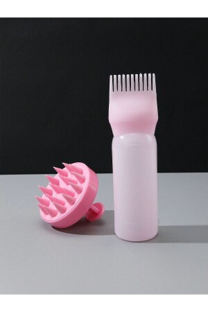 HAIR CARE OIL APPLICATOR PLASTIC BOTTLE PINK + PINK MASSAGE COMB HAIR CARE PACK OF 2 - Ravenna