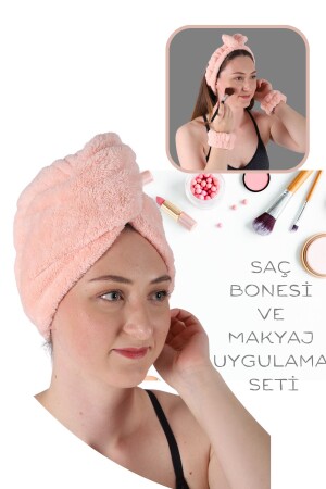 Hair Drying Cap Bath Hair Drying Towel And Makeup Application Set Pink - Vosvera