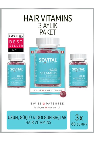 Hair Vegan Gummy Hair Vitamin 3x60 Pieces - Sovital