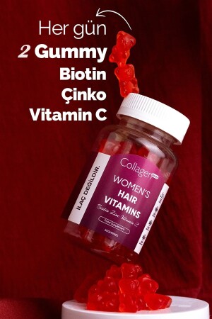 Hair Vitamins for Women - 60 Gummies 120g - Biotin - Folic Acid - Beauty Support for Your Hair - Collagen Forte Platinum