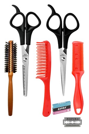Hairdresser Barber Scissors Set 15. 5 cm intermediate scissors 15.5 cm hair scissors razor comb 10 pieces spare wr4 - Vagon