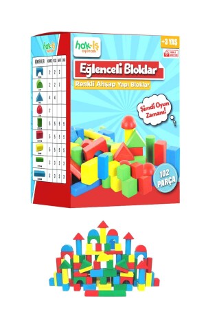 Hak-iş Toy Educational Colorful Wooden Blocks 102 Pieces 55SOY0080 - HAK İŞ OYUNCAK
