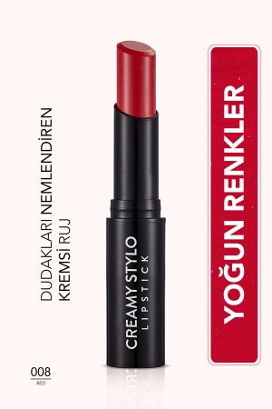 Halbglänzender Lippenstift – Cremiger Stylo-Lippenstift – 008 Rot – 8682536013680 - Flormar