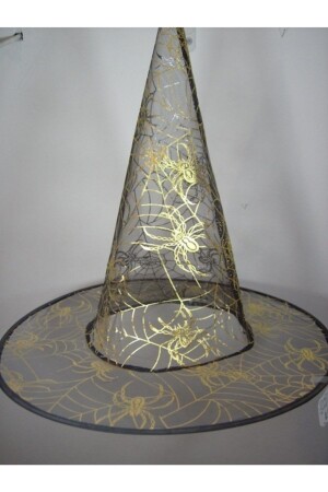 Halloween Transparent Witch Hat with Golden Spider Pattern Halloween Adult Child 40cm - Parti Dolabı