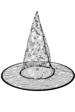 Halloween Witch Hat Pumpkin Cat Silver Pattern Halloween Costume Hat Adult And Child - Parti Dolabı