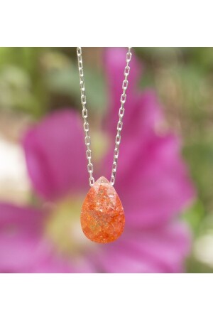 Halskette aus 925er-Sterlingsilber mit orangefarbenem, eisgekühltem Zirkonstein ADLSLVR-987 - Adal Silver