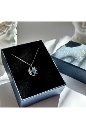 Halskette mit Mond und Sonne aus Opalstein – Halskette aus 925er Sterlingsilber AYGKLY-03 - LOTUS JW