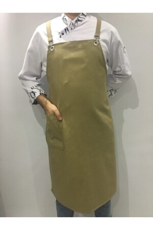 Halter Neck Strap Kitchen Apron Master Chef Barista Apron Cafe Restaurant Chef Waiter Cook (cream Beige) AÖ21 - ADALILAR İŞ ELBİSELERİ