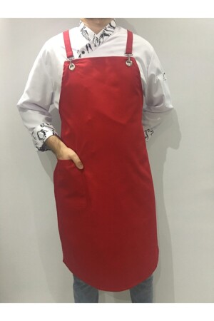 Halterneck Kitchen Apron Master Chef Barista Apron Cafe Restaurant Chef Waiter Cook (red) AÖ21 - ADALILAR İŞ ELBİSELERİ
