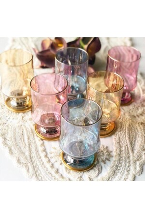 Hand Decorated 6-Piece Glass Magnolia Glass Cup, 6-Piece Dessert Glass 685 - GÜRALLAR