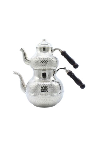 Hand Embroidered Honeycomb Pattern Copper Teapot Silver Color CCA1051 - COPPERDONE