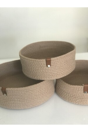 Hand Woven Set of 3 Wicker Basket Set - Bathroom, Kitchen, Room Organizer - Handmade Decorative Basket Concept00042 - MADAM