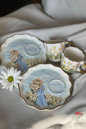 Handbemalte Kaffeetasse, Gänseblümchen, Geschenk zum Frauentag, türkische Kaffeetasse (1 Stück) pixiperimh10 - pixiperi
