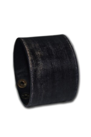Handcrafted Black Antique Men's Leather Bracelet plain01 - NARKİSSOS