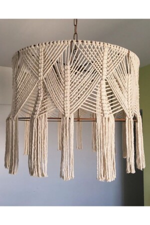Handcrafted Cotton Thread Macrame Chandelier MACROME CHANDELIER - White West inn House