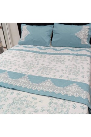 Handcrafted Duvet Cover Set with Lace on Both Sides, Heavy Pico Ribbed brs546 - bursa çeyiz