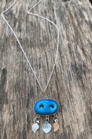 Handcrafted Silver Two-Eyed Assyrian Charm Necklace MATG21992-01 - Artuklu Telkari