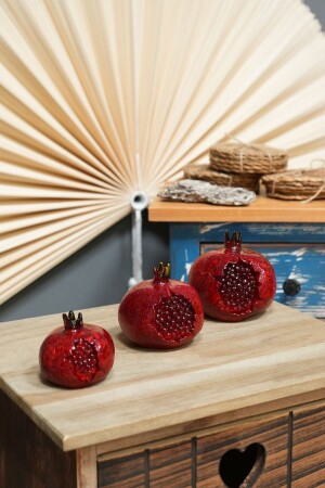 Handgefertigter roter Granatapfel (3er-Set), Granatapfelsaft, dekoratives Objekt, Figur, Zuhause, Geschenk, Couchtisch-Ornamente, Tischdekoration CMKNB3PNAR - caMekan