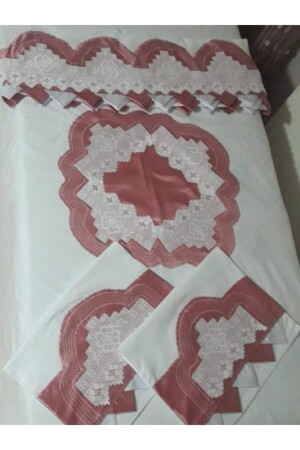 Handgefertigtes Spitzen-Bauchbettbezug-Set, importiertes Satin-Bettlaken mit Spitze auf beiden Seiten, TYC00361256822 - bursa çeyiz