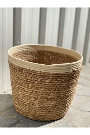 Handleless White Striped Wicker Flowerpot Basket Fma290906 SVR-29090 - Sever