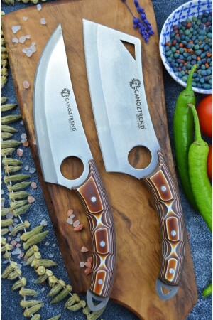 Handmade 2-pack Verzalit Line Model and Viking Model Chef Kitchen Knife Meat Bread Vegetable Fruit Knife VRZLTST2 - CANOZTREND