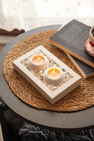 Handmade 2-Piece Concrete Candle Holder Tealight Stones and Candles Are Included. - Bihter Soydar