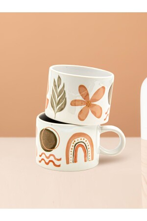 Handmade Bohemian Printed Cup Mug - Glass 150 Ml (2 Pieces) GT-73 - Global Printing