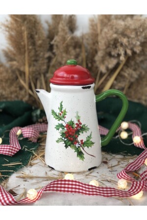 Handmade Ceramic Jug with Lid - New Year's Themed Kokina - Handmadesign