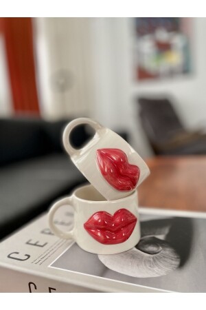 Handmade Ceramic Red Lip Mug 1 Piece - Terraco Ceramic