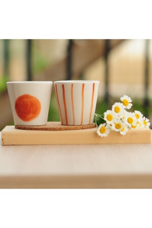 Handmade ceramic striped shot espresso cup double mug shot-striped - terraco ceramic