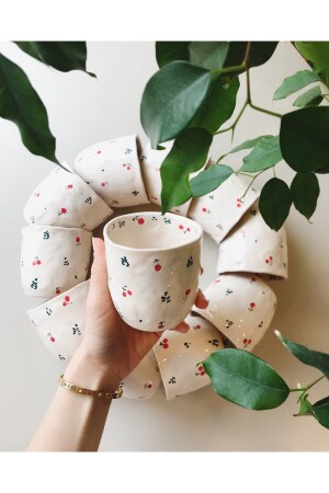 Handmade Cherry Pattern Mug - Webbmoda