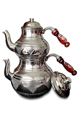 Handmade Grape Embroidered Gaziantep Copper Teapot Set 6274085 - Binbir Trend
