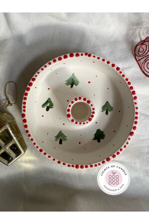 Handmade Hand-Drawn Christmas Tree Patterned Candlestick Candle Holder / Incense Holder - Lıghts Of Candle Handmade & 2020