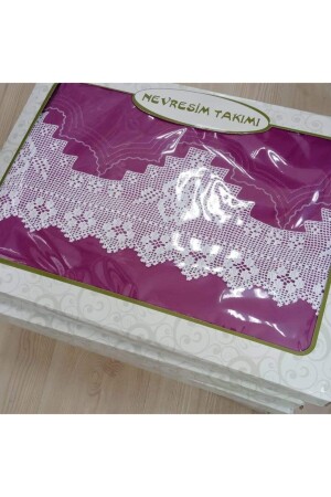 Handmade Lace Duvet Cover Set Akfil Fabric Heavy Pico And Ribbed Bed Sheet Without Lace brs851631 - bursa çeyiz