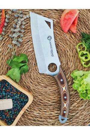 Handmade Line Model Verzalit Chef Kitchen Butcher Knife Meat Bread Fruit Vegetable Knife with Leather Sheath STRVRZLT1 - CANOZTREND