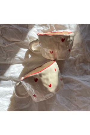 Handmade Red Heart Mug (1 PC) sktpt609 - sukupotCeramics