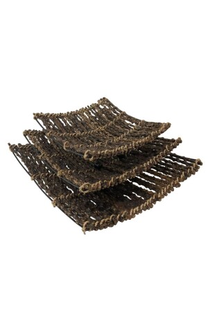 Handmade Set of 3 Rectangular Fruit and Presentation Plates with Wooden Sticks - Bohobazzar