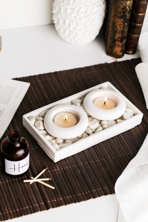 Handmade STONE 2-Piece Concrete Candle Holder Tealight (Candles Included) - Lalezen Home