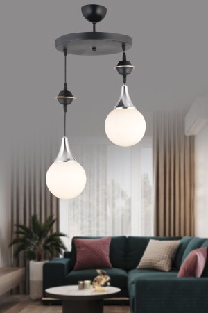 Hängelampentablett, Schwarz, 2-teilig, Weiß, Kugelglas, Chrom, Luxus-Kronleuchter TYC00738865812 - Kraliçe