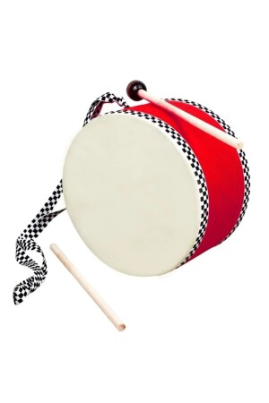 Hängende Leder-Kindertrommel, 2 Schlägel, Trommel, 17 cm, rote Trommel. - Çağrı