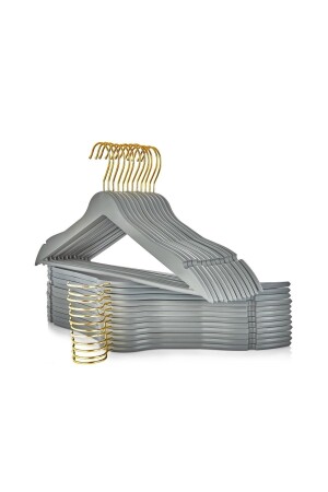 Hanger Shirt and Trouser Hanger with 12 Gold Hooks Special Series Anthracite Color HDJHS - Genel Markalar