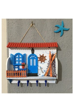 Hanging Keychain - Alaçatı Turkish House Red Roofed Keychain - Incirop