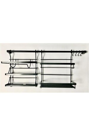 Hanging Kitchen Accessory Set Foil Rack Spice Jar Set Black, With Two 50 Cm Pipes 6545221233252 - vomex