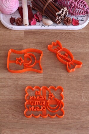 Happy April 23 Turkish Flag Happy Holidays Candy Set of 3 Cookie Mold - Maflen