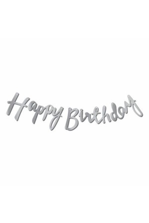 Happy Birthday Calligraphy Banner Font Silver Metallic 2-10 cm - Parti Dolabı