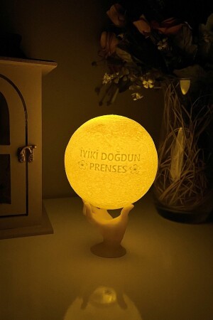 Happy Birthday Princess Moon Globe with Hand Stand Neon Led Lamp Souvenir Chandelier Table Night Light - Zone Ozone